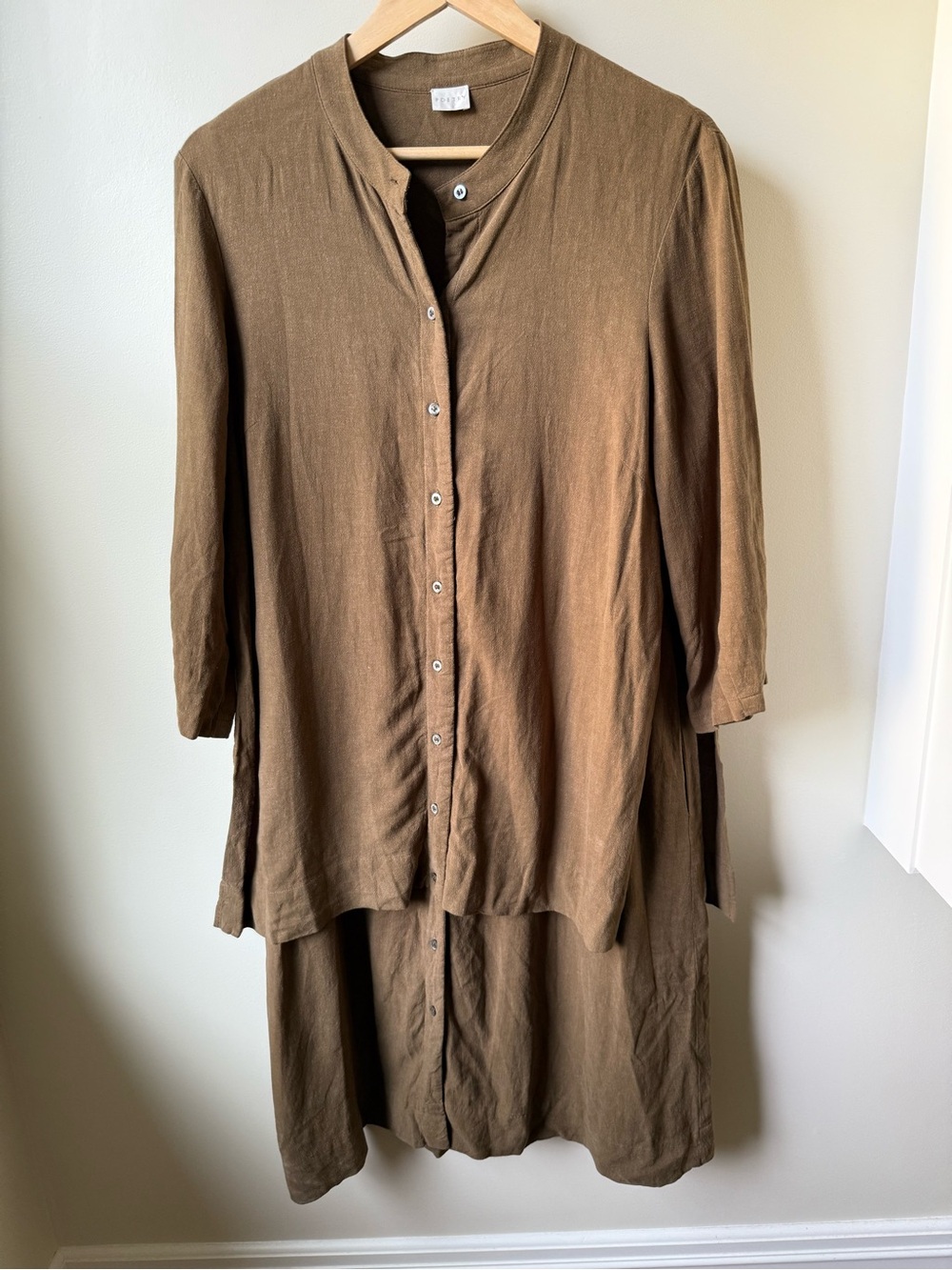 POETRY Linen Blend Dress Oversized Minimalist Lagenlook Earthy Modest Neutral 10
